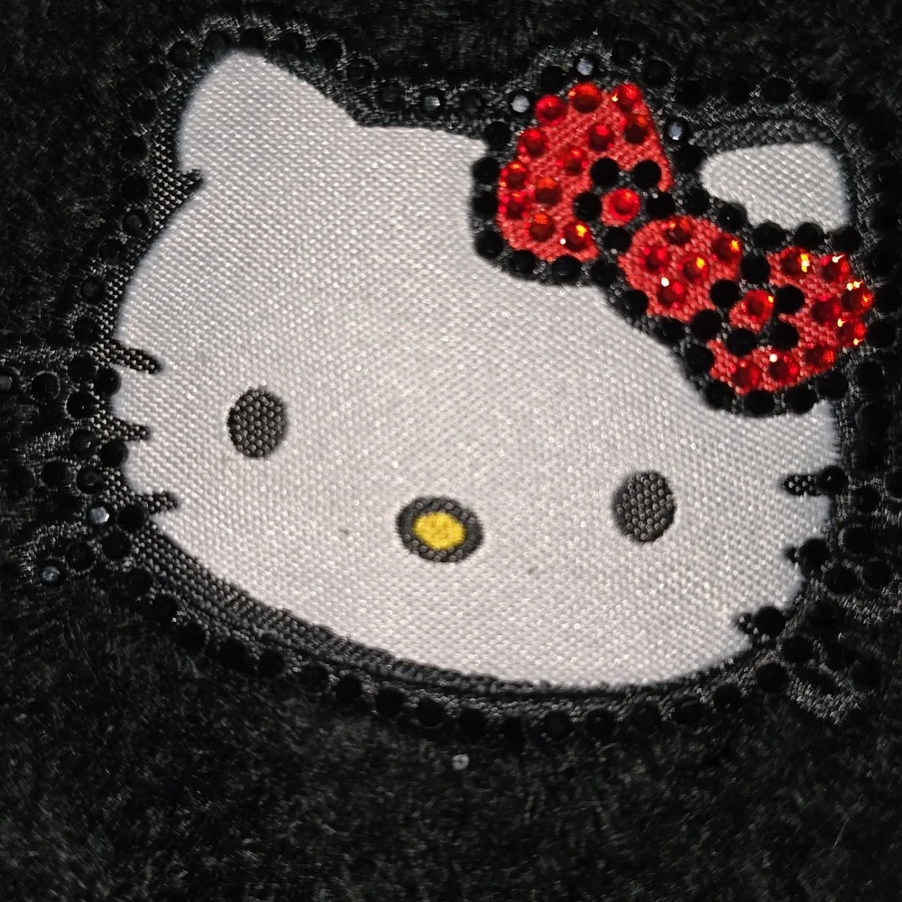 Hello Kitty Black Fingerless Gloves with Red Bow